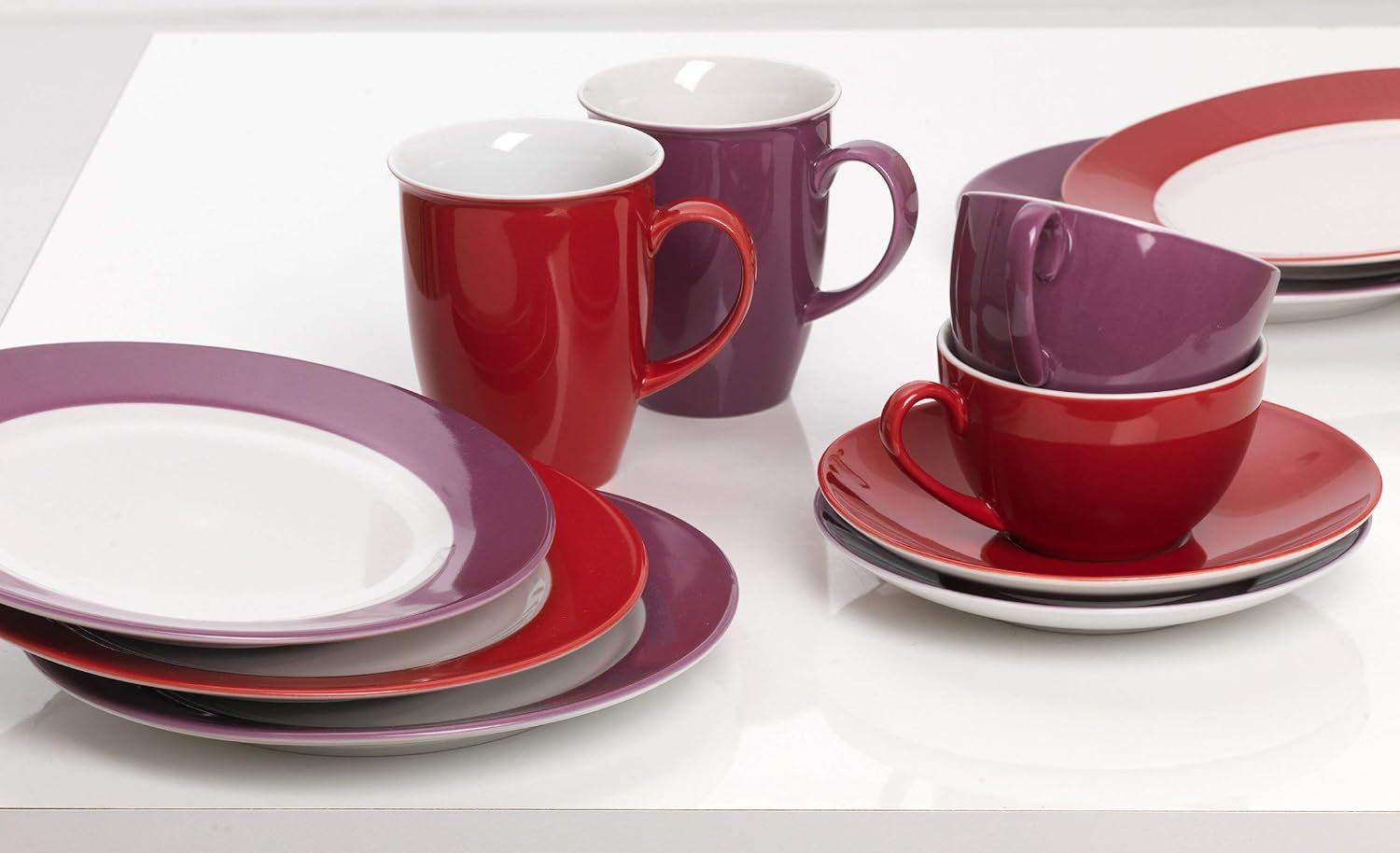 Ritzenhoff & Breker Doppio Kaffeeservice, 12-teilig, Porzellan, Rot