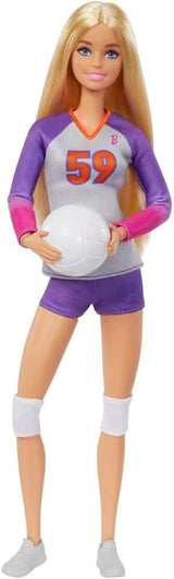 Barbie Made to Move – Volleyball-Spielerpuppe mit T-Shirt und Ball – 22 Gelenke für realistisches Spielen, inklusive Volleyball und Sportbekleidung, HKT72 Naty Shop Dolls