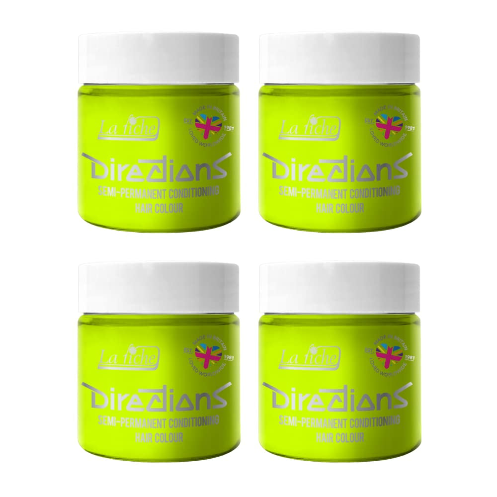 Directions semipermanente Haarfarbe 100 ml Box 4er Pack (Pillarbox Red) Haarfärbemittel Naty Shop Fluorescent Lime 100 ml (4er Pack)