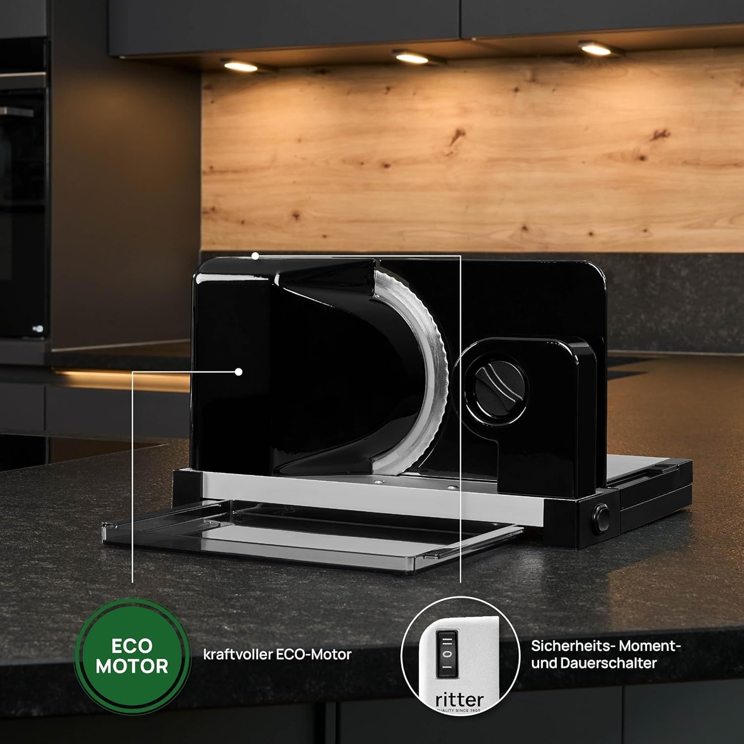 Ritter Icaro 5 Multifunktions-Klapp-Elektroschneider und Brotschneider aus Metall mit umweltfreundlichem Motor, hergestellt in Deutschland. Aktenvernichter und Schneidemaschinen Naty Shop