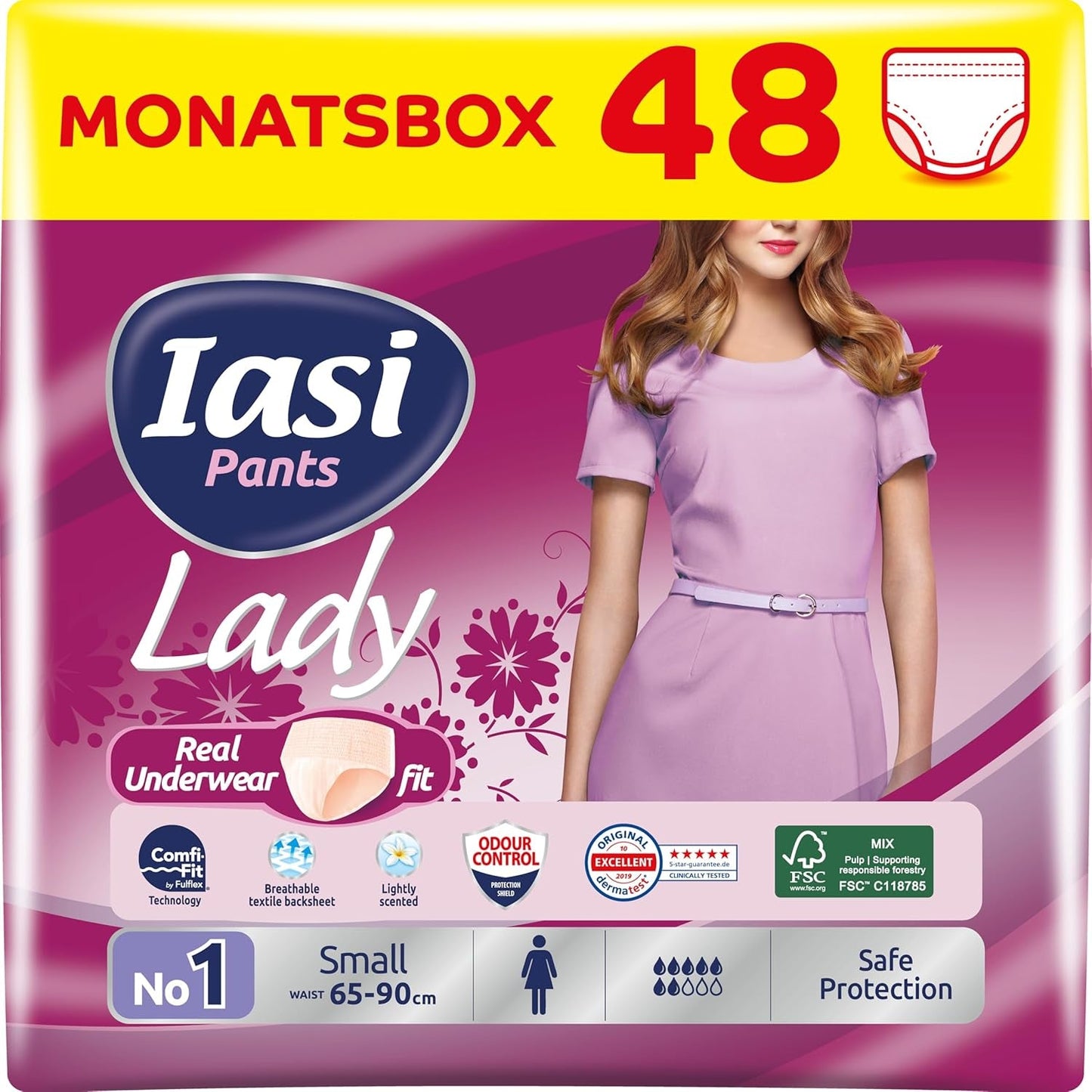 LADY Pants 48 Einweg-Harninkontinenzhosen Saugfähigkeit Plus Größe S für Damen 48 Stk