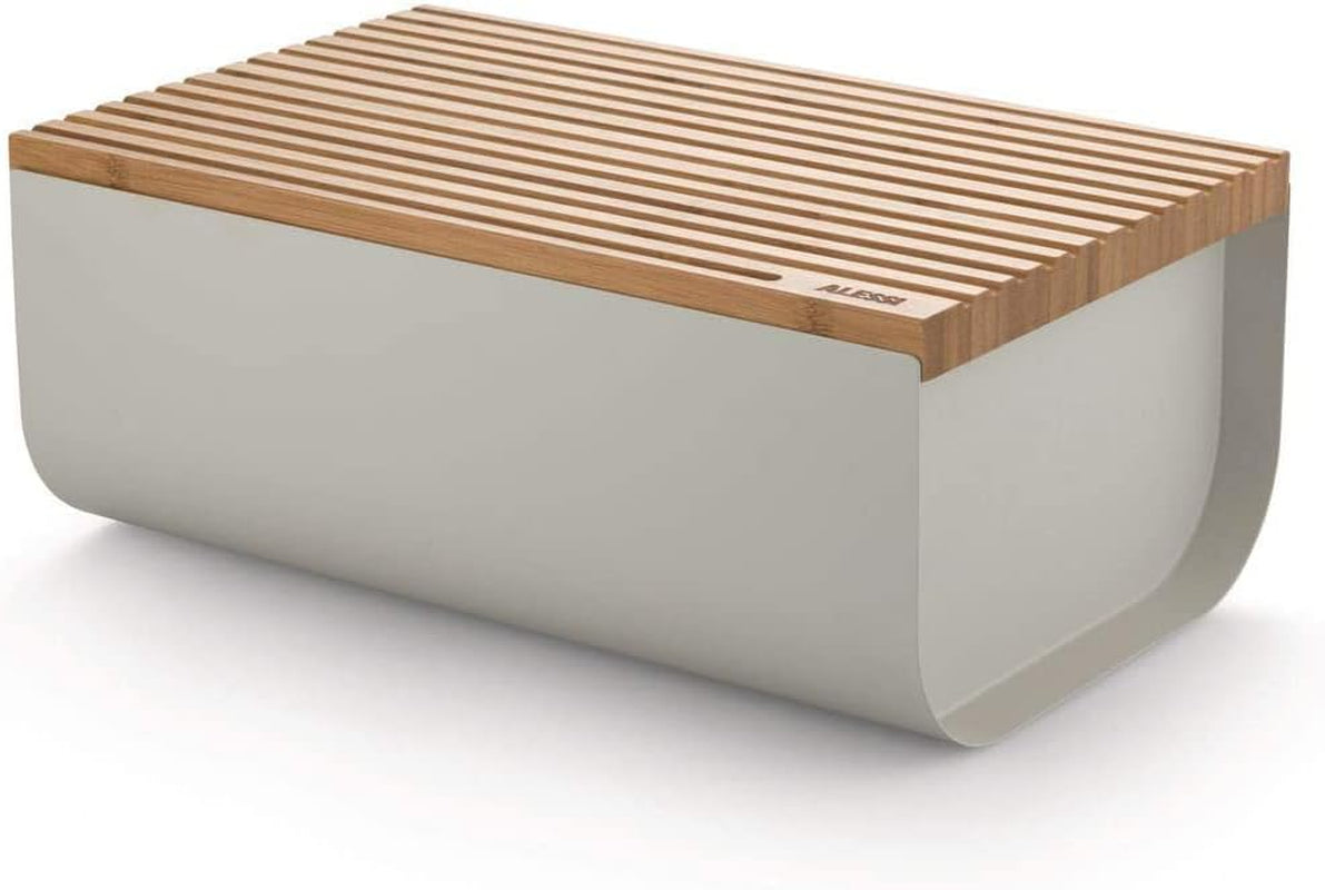Alessi Mattina BG03 WG – Brotkorb aus Edelstahl mit Epoxidharz und Bambusholz, warmes Grau, Aufbewahrungsboxen für Lebensmittel, Naty Shop, warmes Grau, Einheitsgröße, Einzelbett