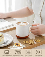MALACASA Kaffeebecher-Set, 350 ml Steinzeugbecher-Set für 4 Personen, moderne Kaffeebecher für Tee, Saft, Latte, Cappuccino, heiße Schokolade. Spülmaschinen- und mikrowellengeeignet, TARA-Serie, Khakiweiß