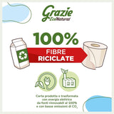 Grazie Natural Toilettenpapier, Econatural, 56 Rollen, recyceltes Fibrepack-Toilettenpapier, 100 % ökologisch, umweltfreundlich, Ecolabel-zertifiziert und FSC-recycelt, hergestellt in Italien