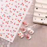 JMEOWIO Nagelsticker Kirschfrucht 6 Blatt Nail Art Sticker Selbstklebend Nagelaufkleber Dekoration Nageldesign Zubehör