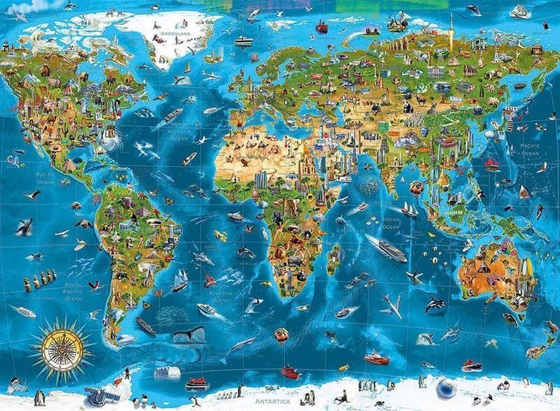 Educa – Wunder der Welt, Puzzle 12000 Teile Erwachsene und Kinder ab 14 Jahren, Weltkarte (19057) Puzzle Naty Shop