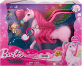 Barbie Pegasus Magic Hide and Seek – Interaktives Spielzeug mit Lichtern und Geräuschen, 10 Zubehörteilen, Regenbogenflügeln, für Kinder ab 3 Jahren, HLC41