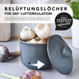 Römertopf Knoblauchtopf Frischetopf aus Naturton für eine lange Haltbarkeit von Lebensmitteln wie Knoblauch Ø 12,5 cm weiß Frischhaltedosen Naty Shop