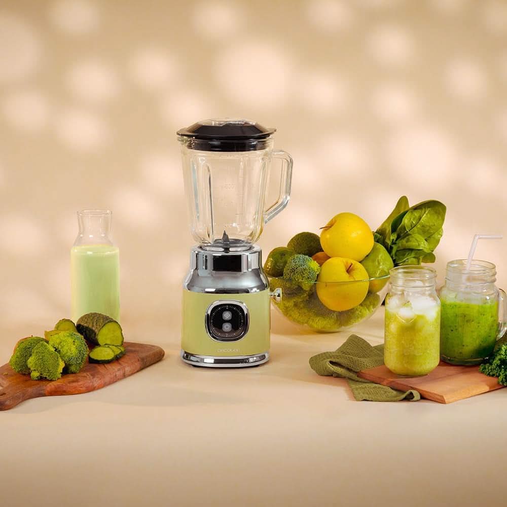 Cecotec Standmixer Retro Retrotwist Grün. 800W Maximale Leistung, Pulse-Funktion, 4-Klingen-Messer Mit Schwarzer Titanbeschichtung Und 1L Krug, Vintage-Design in Grün Kitchen Naty Shop