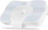 Orthopädisches Kissen aus Memory-Schaum Elviros, Nackenschmerzkissen, Schlafkissen, ergonomisches Nackenkissen, Nackenstützkissen, Anti-Schnarch-Kissen für Seitenschläfer, Bauchschläfer, weiß, orthopädische Nackenkissen von Naty Shop, blau, 60 x 38,6 x 9,9/13,5 cm