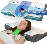 Nackenschmerzkissen, ergonomisches orthopädisches Nackenkissen, Memory-Schaum-Kissen für seitlichen Rücken und Bauch, Anti-Schnarch-Kissen für Männer und Frauen (62 x 34,5 x 12/8 cm). Orthopädische Halskissen von Naty Shop