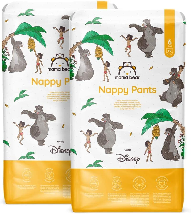 Amazon-Marke: Mama Bear Disney Windeln, Größe 5 (12–17 kg) – Monatsbox, Weiß, 140 Stück (2 Packungen mit 70 Stück)