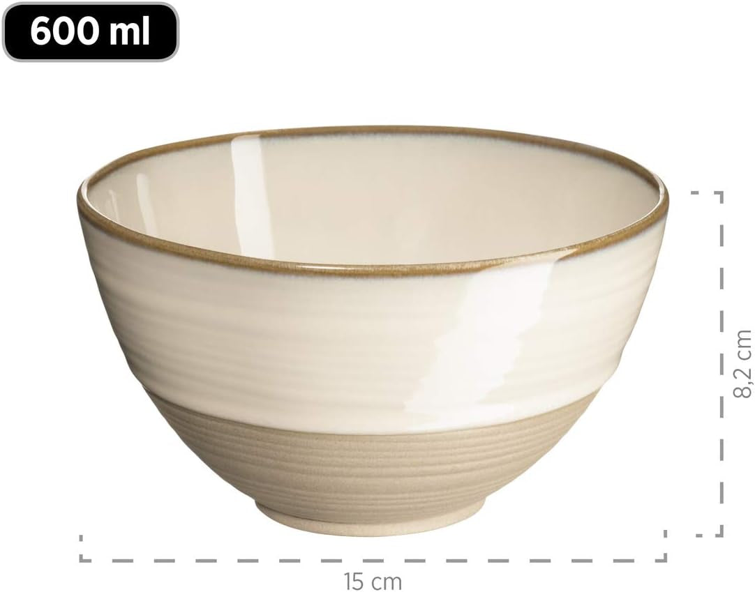 MÄSER 931512 Nottingham Vintage Series Tafelservice für 4 Personen, Kombiservice aus 20 Teilen mit unregelmäßigen runden Formen im Retro-Look, Fliese, Beige