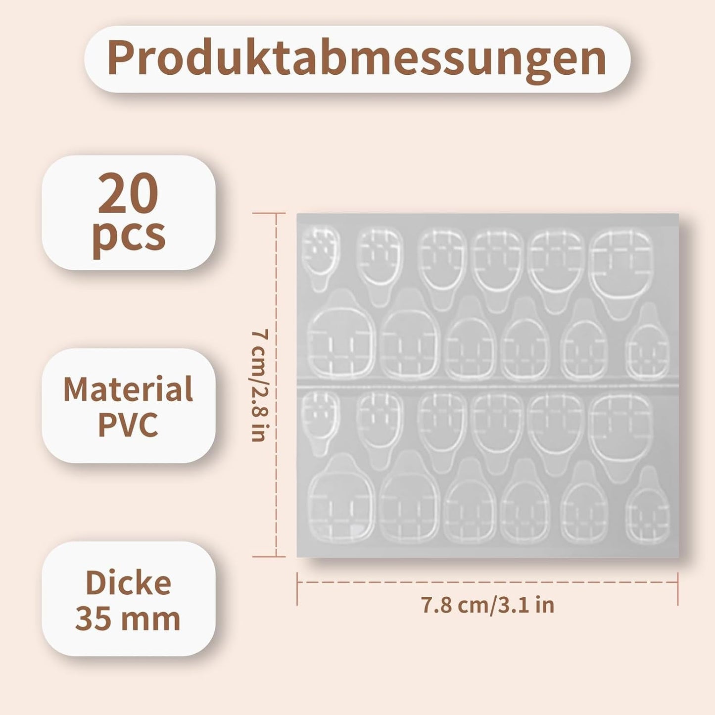 20 Jelly-Nagelklebetabletten – klare, starke, doppelseitige Klebepads, wasserfest, wiederverwendbar, zum Aufdrücken der Nägel, DIY-Maniküre-Set, Nagelzubehör