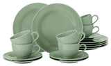 SELTMANN WEIDEN Kaffeeservice mit 18 Teilen BTR - Beat - Form: Rund mit geriffeltem Relief - moderner Stil - Salbeigrün - Farbglasur