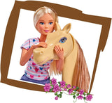 Simba 105730939 – Steffi Love Reit-Outfit, 2 Pferde, voll bewegliche Modepuppe, 29 cm, für Kinder ab 3 Jahren