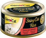 GimCat ShinyCat Filet – Katzenfutter für ausgewachsene Katzen mit 100 % Filet – Ohne Zuckerzusatz, glutenfrei – Thunfisch mit Lachs – 1 Dose (1 x 70 g)