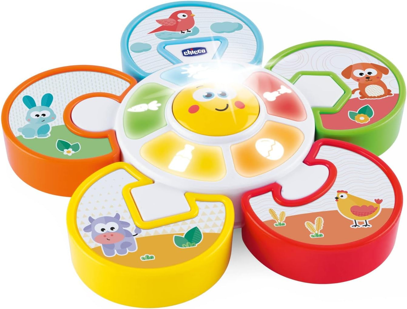 Chicco Talking Farm Italienisch/Englisch zweisprachiges Babyspielzeug mit Tieren, Lichtern und Geräuschen, 3 Spieloptionen, elektronisches Lernspielzeug – Spielzeug für 1–4 Jahre alte Babyspielzeuge Naty Shop Elektronisches Puzzle