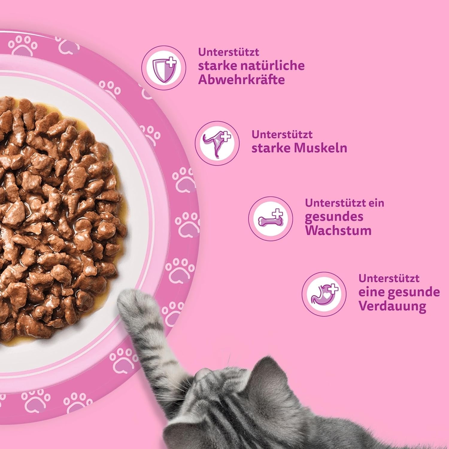 Whiskas Junior Classic Selection Nassfutter für Katzen in Soße, 48 Beutel, 12 x 85 g (4er-Packung) – Hochwertiges Nassfutter für heranwachsende Katzen, 2 bis 12 Monate