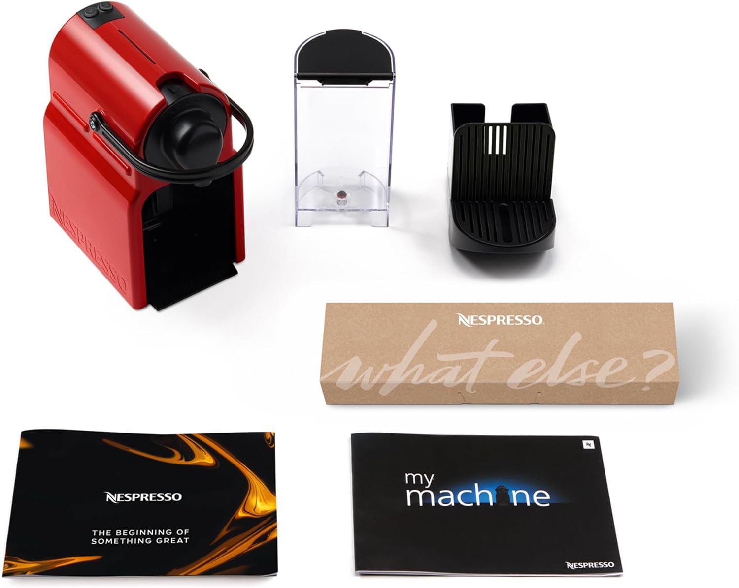 Krups Nespresso Inissia Espressomaschine – kompakte Espressomaschine für Kaffeekapseln, 19 bar Druck, schnelles Aufheizen in 25 Sekunden, Energiesparfunktion, 0,7 l Wassertank, rot, Modell YY5506FD