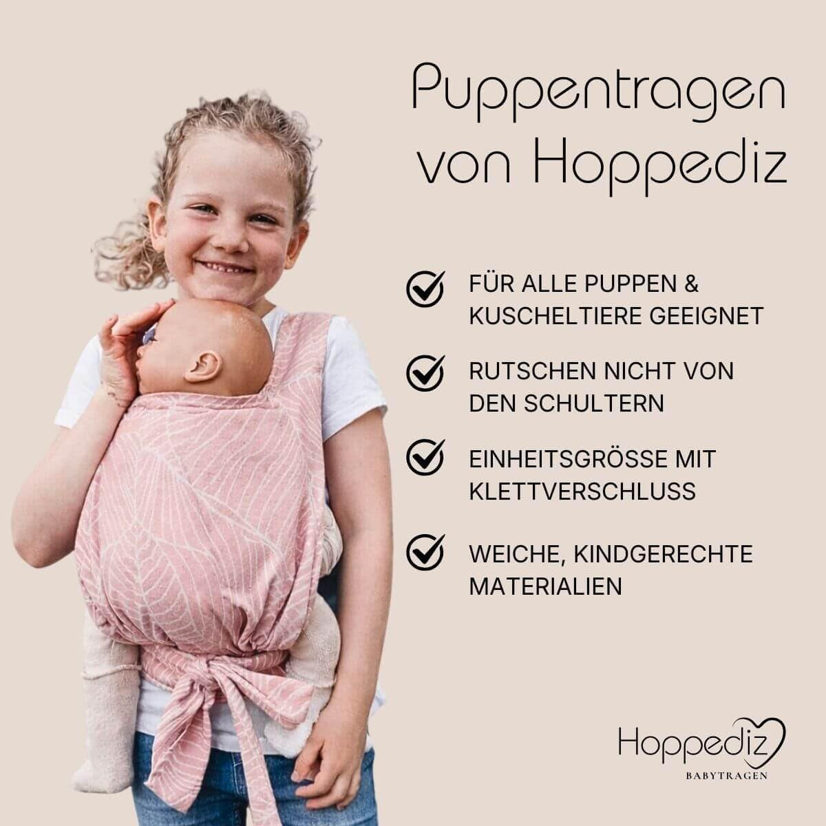 Hoppediz Puppenständer, Kinderspielzeug für Puppen und Stofftiere, Malmö-Design hellrosa