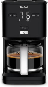 Tefal Smart'n Light Espressomaschine mit Timer, Espressomaschine mit programmierbarem Filter 1,25 l, Aromafunktion für intensives Aroma, Warmhaltefunktion, Anti-Tropf und leicht zu reinigen, Schwarz