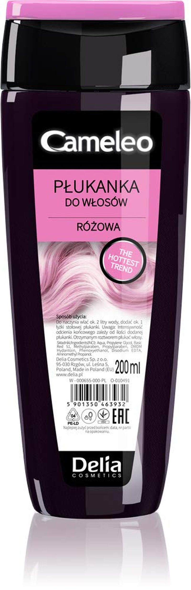 Cameleo – Rose Water Pink Hair Tonic, kein Gelbstich, semi-permanente Haarfarbe – für blondes und graues Haar – Farbe und Pflege – frei von Parabenen | 200 ml Naty Shop Pink Haarfärbemittel 200 ml (1 Packung)