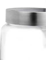Relaxdays Bonbongläser 4er-Set, 1,5 l, Vorratsdosen für süße Lebensmittel, Candy Bar, Deckel aus Edelstahl, klar, transparent, silberfarben, Frischhaltedosen, Naty Shop