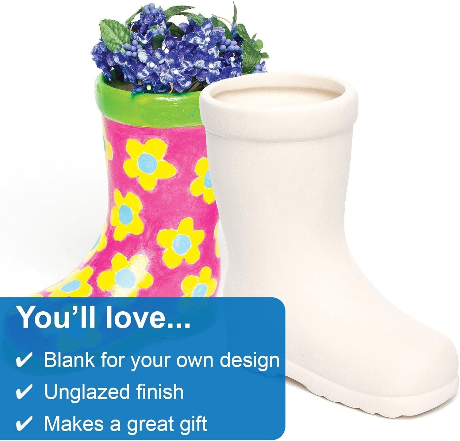 Baker Ross 'Wellies' Keramiktöpfe für Kinder (2 Stück)