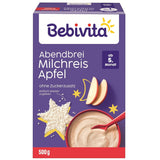 Milchreis mit Äpfeln und Abendbrei (4x500g), Milchbrei ab 5 Monaten, mit wertvollen Mineralien und Vitaminen, ohne Zuckerzusatz, sehr sättigend