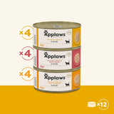 Applaws 100 % natürliches Premium-Nassfutter für Katzen, Huhn in Brühe, Multipack – 12 Dosen x 156 g Packung
