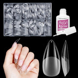 Kurze künstliche Nägel, Ballerina, 500 Stück, zum Aufkleben, 12 Größen, künstliche Nägel, kurze, weiche Gel-Nagelspitzen mit vollständiger Abdeckung für Gelnägel, kurz S