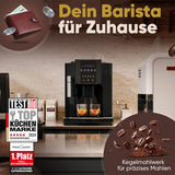 Vollautomatische ProfiCook® Espressomaschine mit Milchaufschäumer für Cappuccino | Kegelmahlwerk | mit Tassenwärmfunktion | Italienische Profipumpe | Touchscreen | Espresso | PC KAV 1281