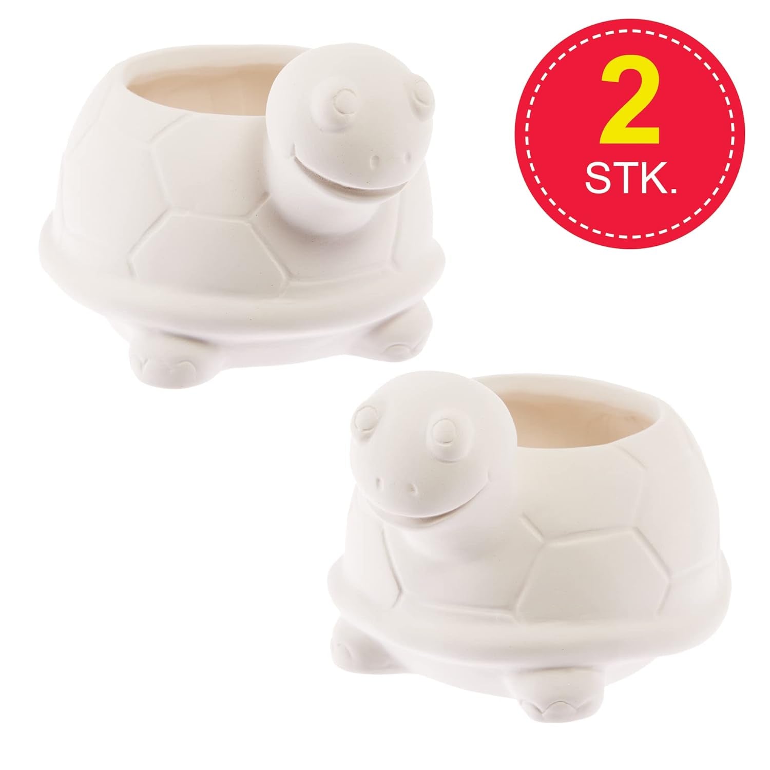 Baker Ross FX594 Schildkröten-Keramik-Pflanzgefäße – 2er-Pack, bemalen Sie Ihr eigenes Pflanzgefäß
