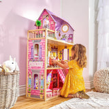Kidkraft Kayla Holzpuppenhaus mit Möbeln und Zubehör, 3-stöckiges Spielset für 30-cm-Puppen, Spielzeug für 3-Jährige, 65092 – Exklusiv im Naty Shop von Amazon Dollhouses