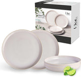 wie. by Villeroy & Boch – Crafted Cotton Dinner-Set 4 teilig Weiß, Spülmaschinenfest, Mikrowellensicher, Geschirrset, Tafelservice Modern, Speiseteller, Tiefe Teller, Pottery-Look, Premium Porzellan