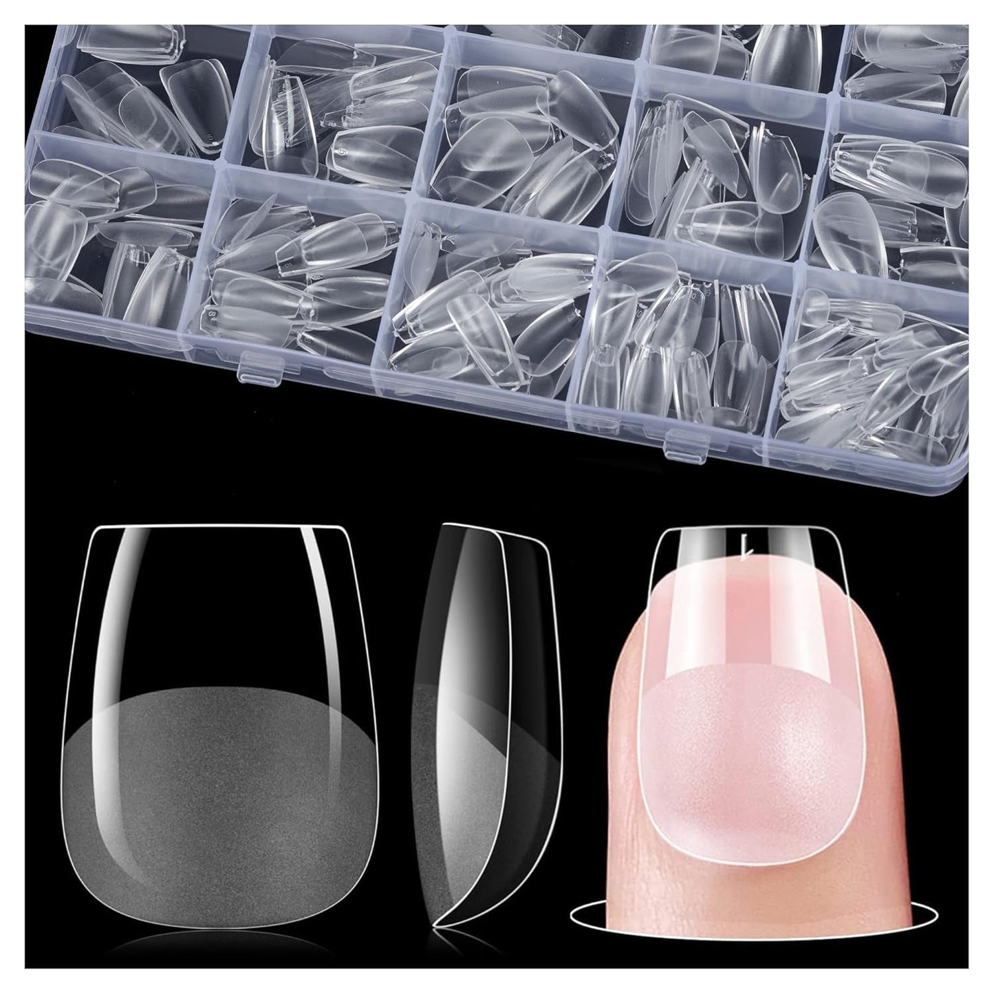 Gelike Ec Short Almond Nails – Weiche Nägel mit vollständiger Abdeckung, vorpolierte künstliche Nägel für Nagelverlängerungen, Nagelstudio zu Hause, DIY-Salon, 120 Stück, 12 Größen