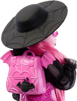 Monster High Draculaura-Puppe mit ihrem Haustier, der Fledermauskatze Count Fabulous, und Zubehör wie einem Rucksack, einem Zauberbuch, einer Bento-Box und mehr, HRP64
