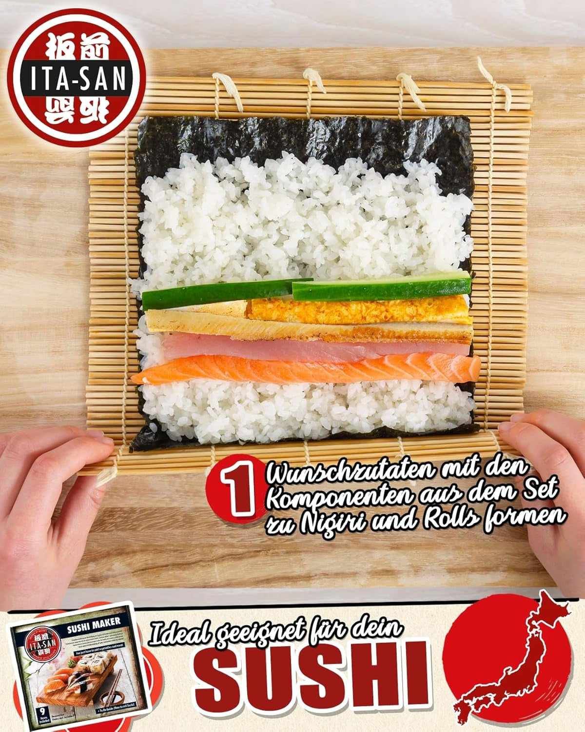 ITA-SAN Sushi Set (9-teiliges Komplettset, ideal für Einsteiger, zum Ausprobieren oder Verschenken) 1 Packung