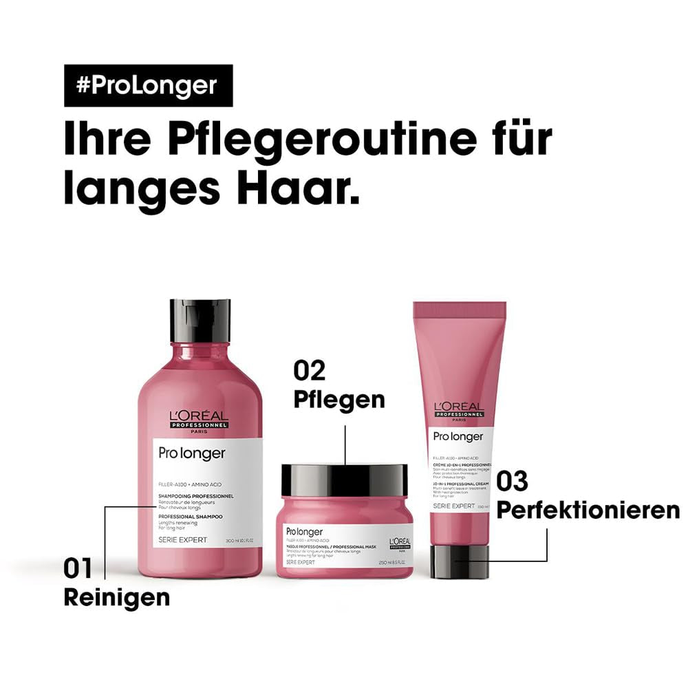 L'Oréal Professionnel Haarstärkende Maske für langes und dünnes Haar mit Füllstoff A-100 und Aminosäuren, Serie Expert, Pro Longer Mask Haarmaske Naty Shop