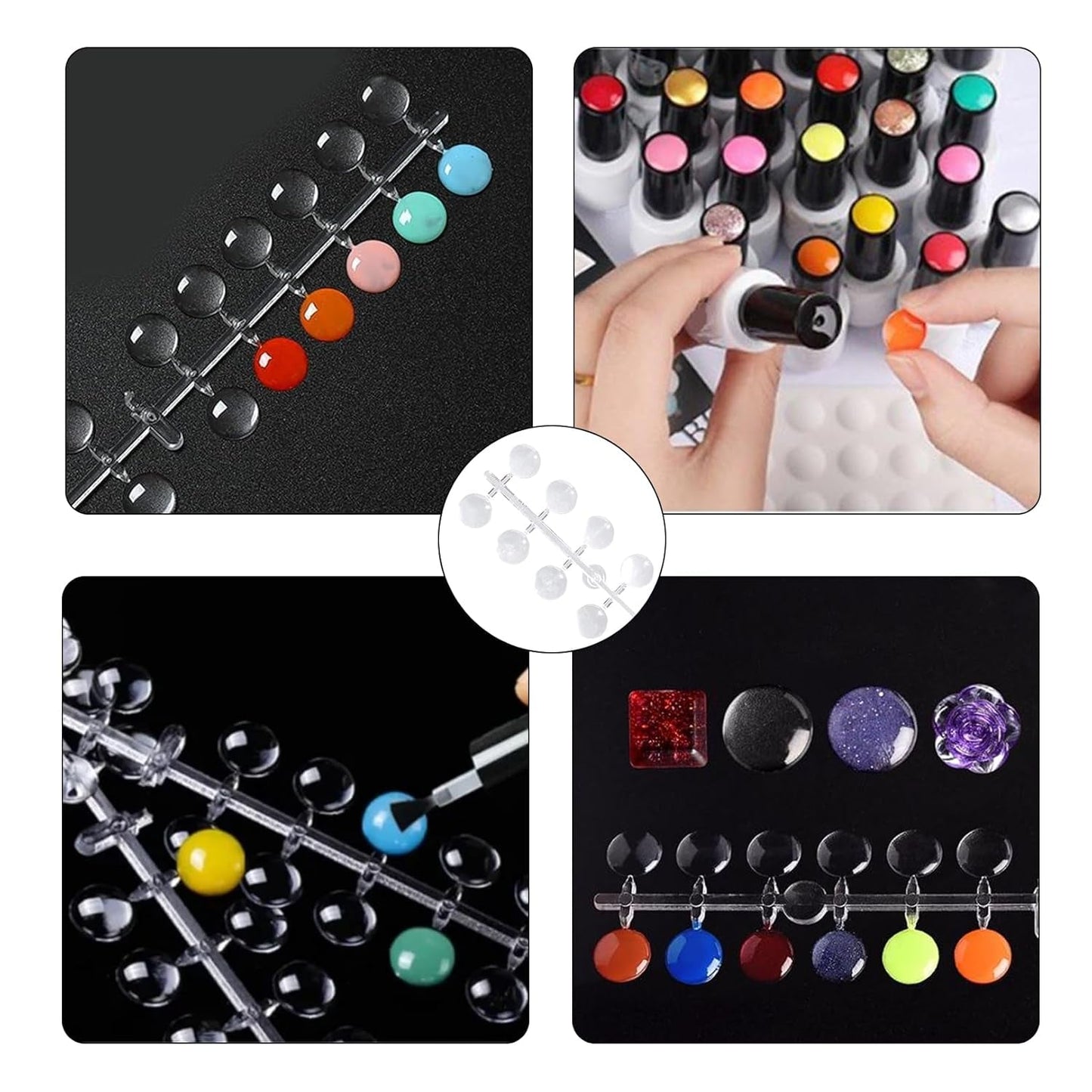 120 Stück Nagel-Display-Punkte, farbige Klebepunkte, zum Aufdrücken der Nägel, Nagel-Display-Punkte, Nagelproben, Nagelspitzen, Do-It-Yourself-Nagelzubehör, Nagel-Display, Nagelspitzen für Gelnägel, transparent, selbstklebend