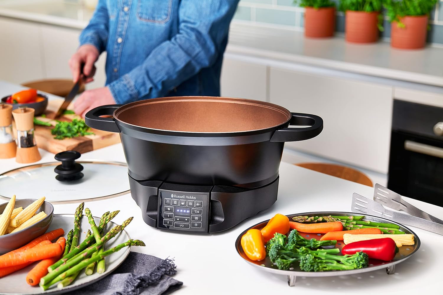 Multikocher Russell Hobbs 6,5L, Digitalanzeige, 8 Kochfunktionen Slow Cooker Naty Shop