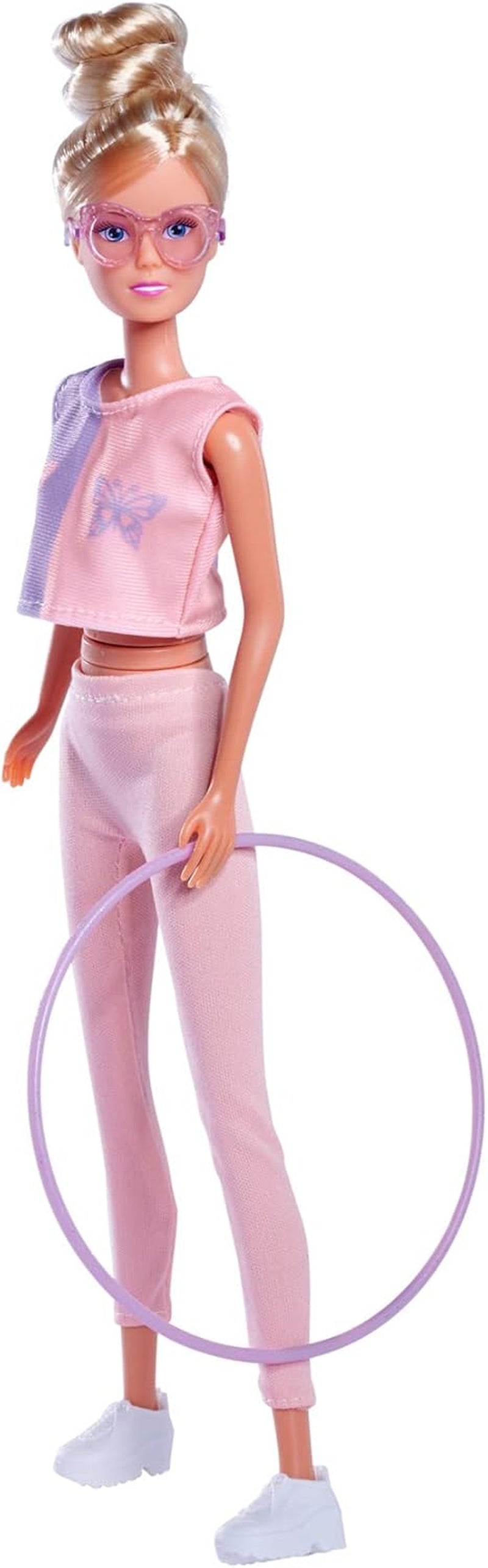 Simba 105733619 – Steffi Love Hula Hoop, Spielzeugpuppe mit Sportoutfit, Hula Hoop und mechanischer Funktion, 29 cm, ab 3 Jahren