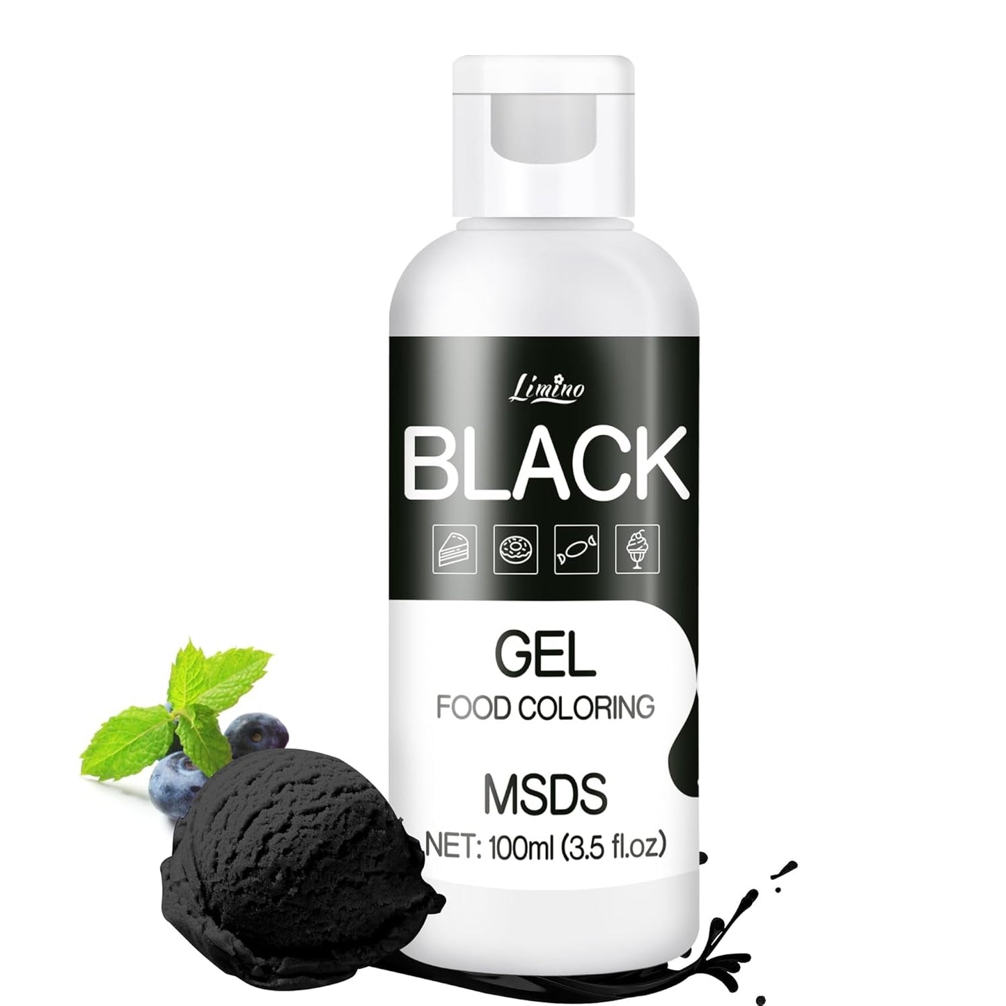 Gel-Lebensmittelfarbe – 100 ml, Gel-Lebensmittelfarbe für Kuchen, Backen, Kekse, Makronen – konzentrierte zuckerfreie Lebensmittelfarbe für Kuchendekoration, Getränke, Ostereier, DIY Schleim (weiß)