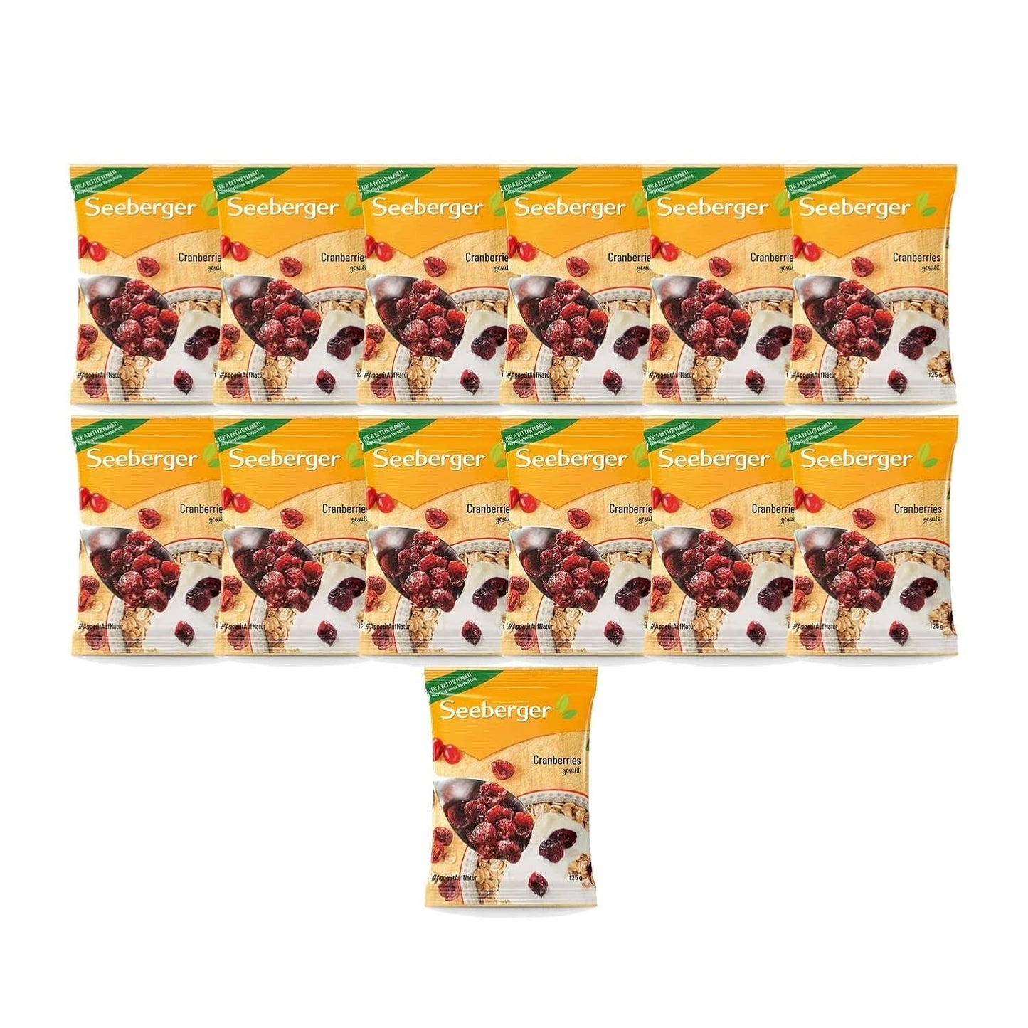 Seeberger Cranberries, halbierte kanadische Cranberries, fruchtig und süß, 13 x 125 Gramm Naty Shop Dehydrierte Produkte
