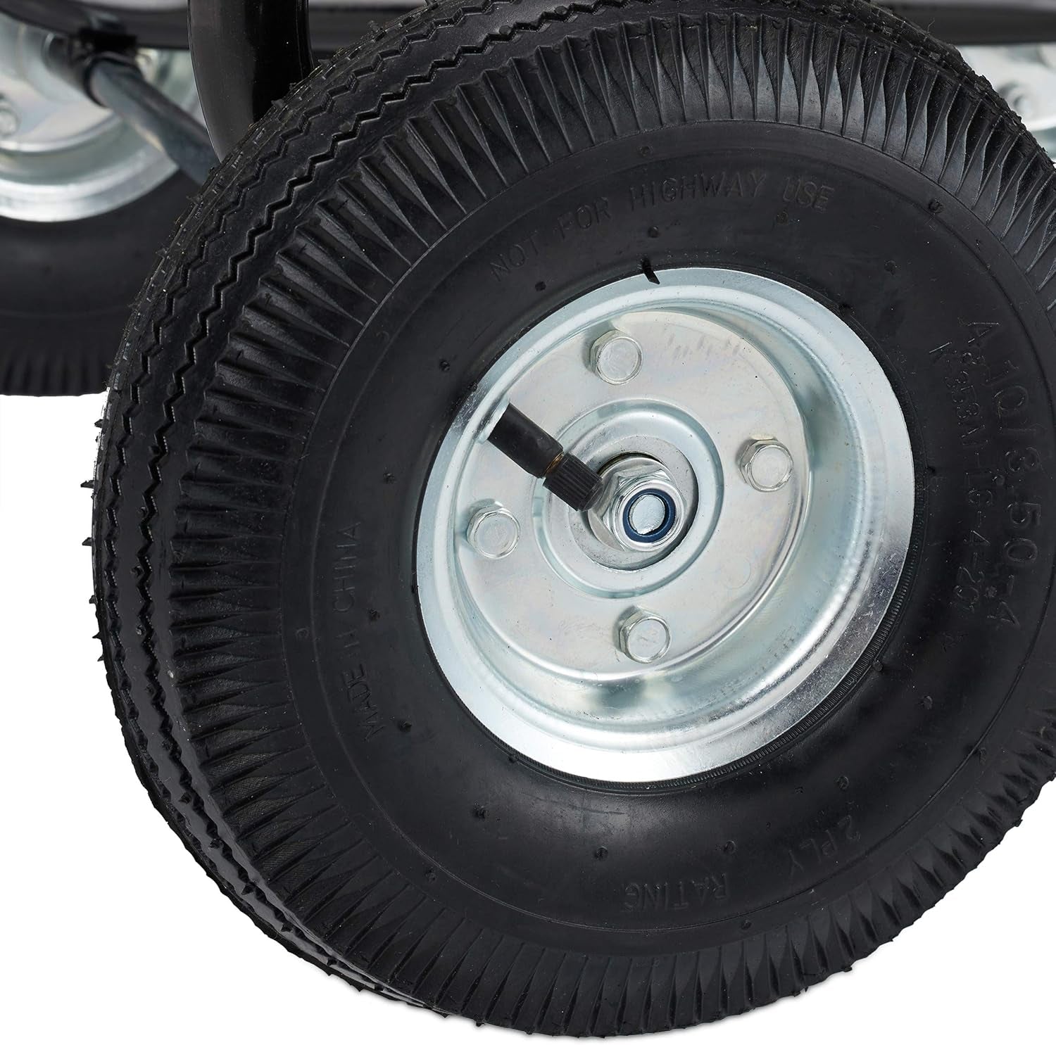 Relaxdays Schlauchwagen, mobile Schlauchtrommel, 1/2" und 3/4" Anschluss, Schlauch bis 80 m, 2 Rollen, Metall, schwarz