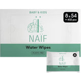 Naïf Baby-Feuchttücher ohne Plastik, 54 Stück (1 Packung x 54 Stück) – für Po, Körper und Gesicht des Babys – natürliche Inhaltsstoffe