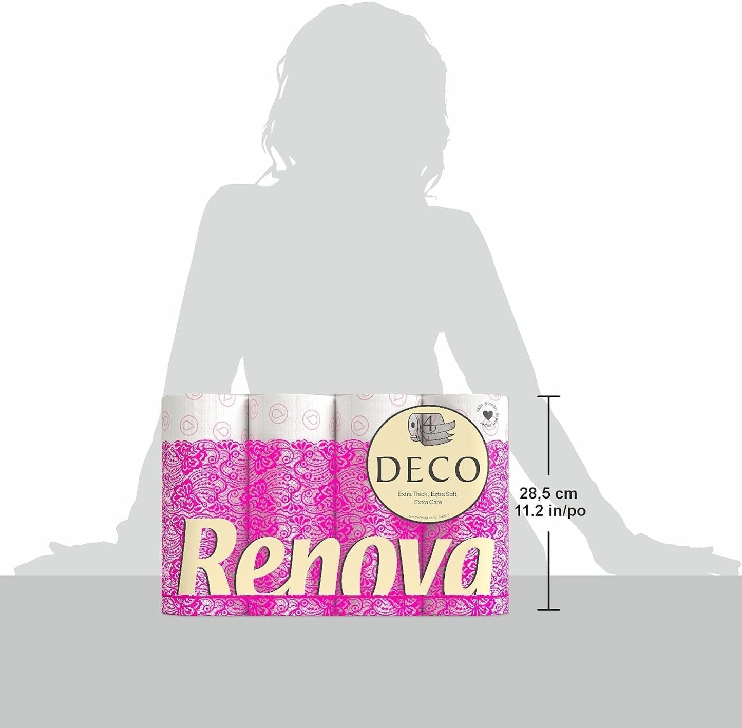 Toilettenpapier Renova 4 Schichten weiß dekoriert duftend – 12 Rollen Rolle Blanco Decorado Perfumado