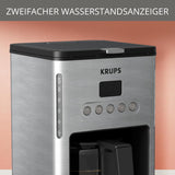 Kaffee-Espressomaschine mit Filter Krups KM442D Premium | 10-15 Tassen | 1000 Watt | programmierbar | Warmhaltefunktion | Edelstahl | Schwarz
