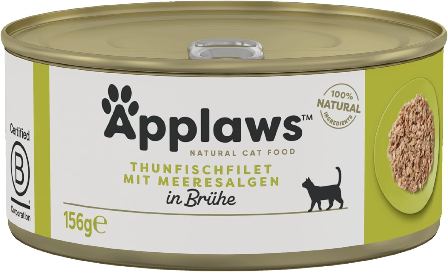 Applaws 100 % natürliches Premium-Nassfutter für Katzen, Thunfischfilet mit Algen in Brühe – Packung mit 24 x 156 g Dosen